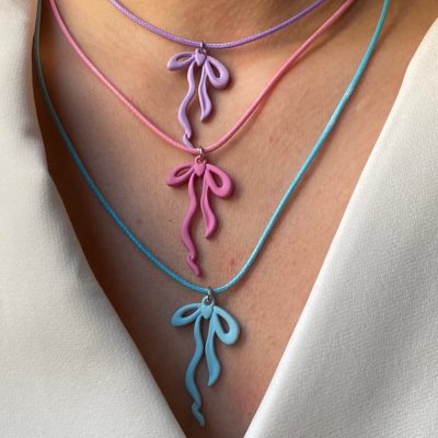 گردنبند پاپیون رنگبندی بند چرم