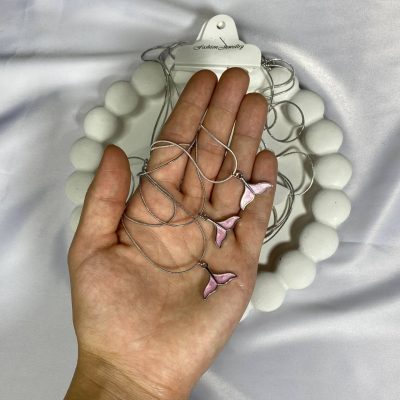 گردنبند دم وال صورتی