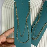 گردنبند دو لاین طلایی تک کریستال