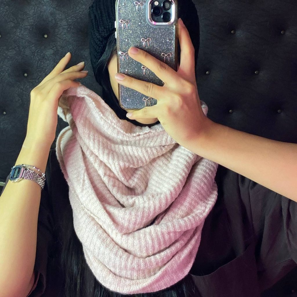 شال رینگی pink beige بافت زیر و رو