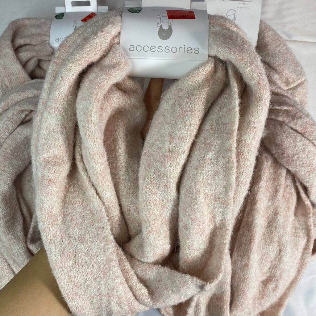 شال رینگی بافت pink beige ساده