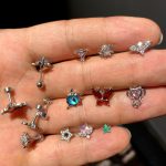 پیرسینگ گوش استیل نگین سوارسکی کد N7