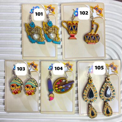 گوشواره چوبی دست‌ساز طرح هنری کد 102