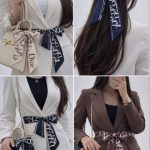 توییلی اسکارف (کمربند ) پارچه ای ساتن و نخی طرح دیور رنگ بندی