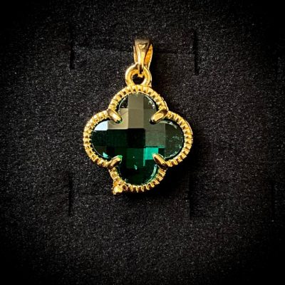 پلاک نگین دار ونکلیف طلایی سبز سوارسکی کد 117