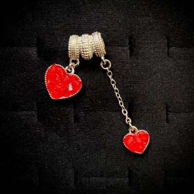 پلاک نگین دار قلب آویز قرمز  سوارسکی کد 128