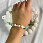 دستبند ترکیبی سنگ طبیعی فیروزه و کوارتز صورتی