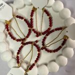 دستبند دولاین مهره ای و زنجیری قرمز