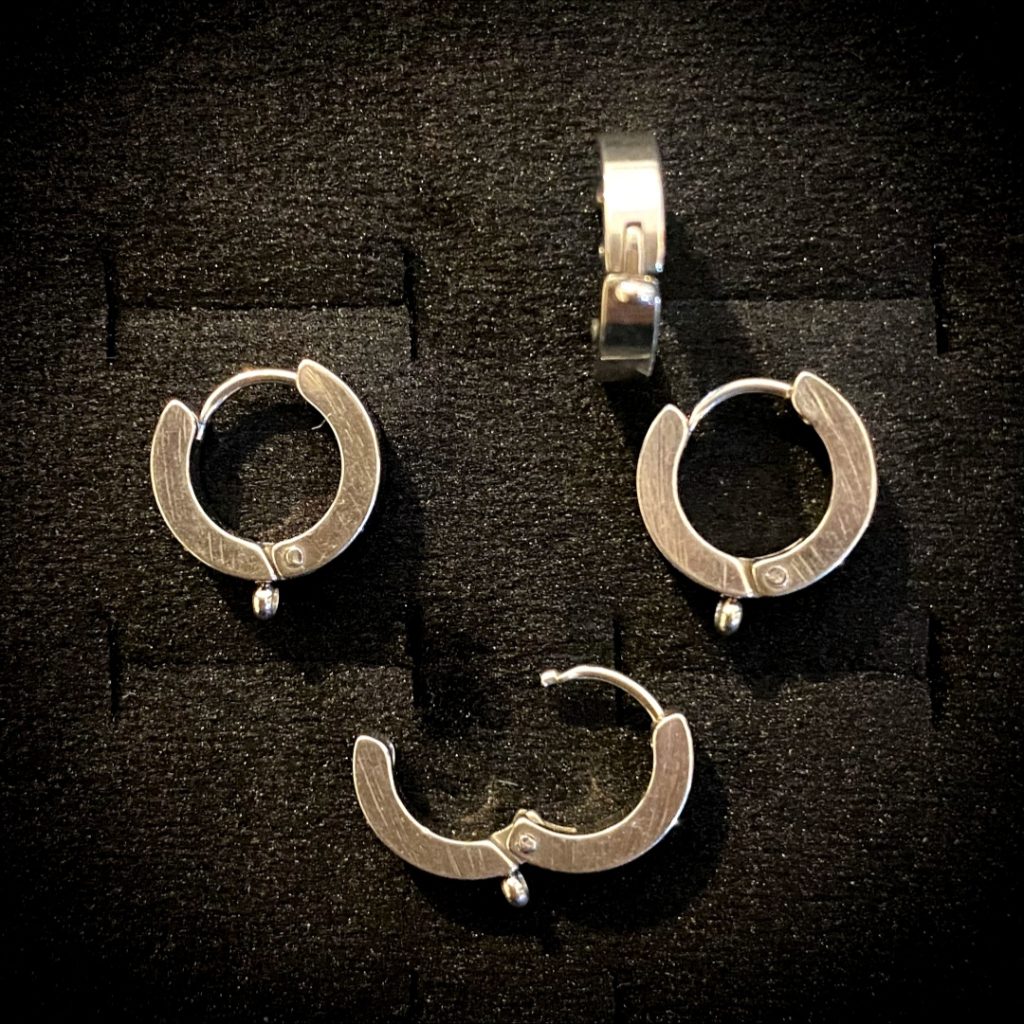 پایه گوشواره استیل نقره ای کد 110