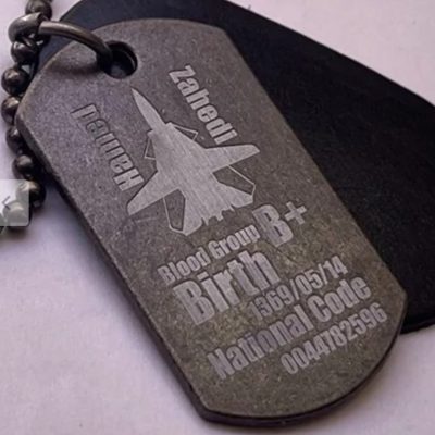 پلاک استیل مشکی حک چهره یا متن دلخواه 107