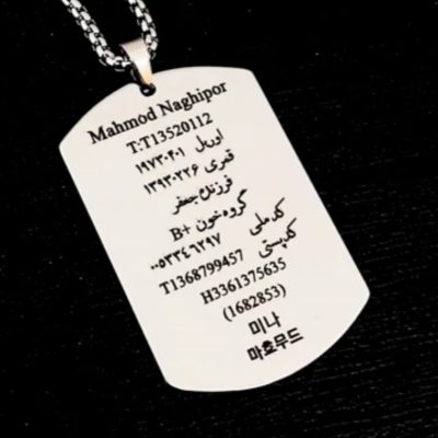 پلاک استیل مشکی حک چهره یا متن دلخواه مستطیل 5*3 سانت کد 102