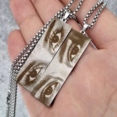 پلاک استیل مشکی حک چهره یا متن دلخواه