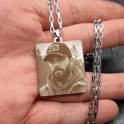 پلاک استیل مشکی حک چهره یا متن دلخواه 101
