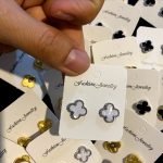 گوشواره ونکلیف استیل رنگ ثابت رنگ بندی میخی