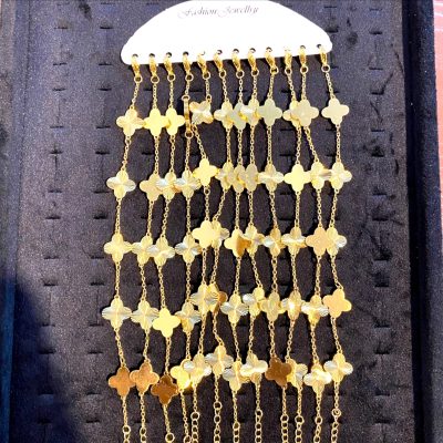 دستبند ونکلیف استیل طلایی تراش