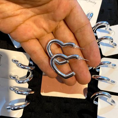 گوشواره قلبی نقره ای