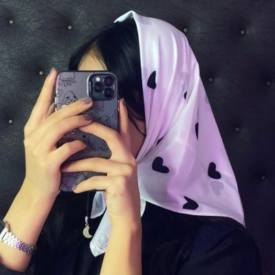 مینی اسکارف سفید قلب