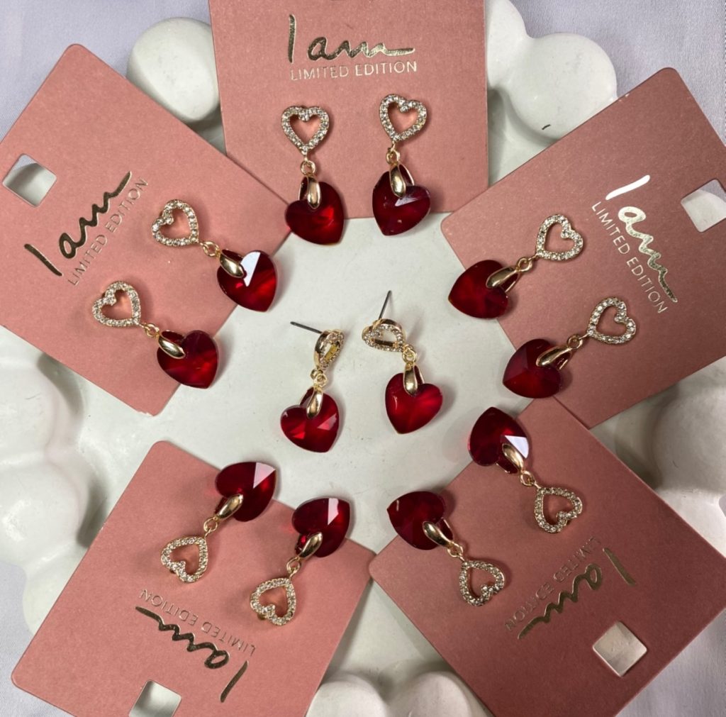 گوشواره قلب کریستالی