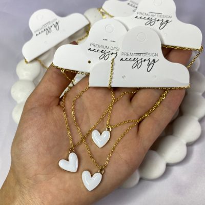 گردنبند استیل رنگ ثابت قلب سفید