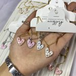 گردنبند استیل پلاک قلب طرح دار