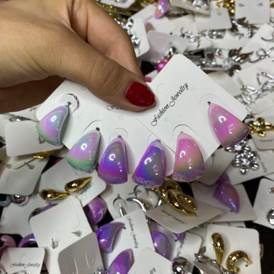 گوشواره رنگی نیم حلقه