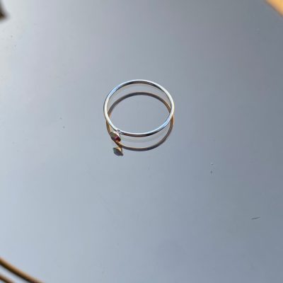 انگشتر نقره تک نگین هفت رنگ