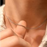 گردنبند استیل ماری لوله ای نقره ای
