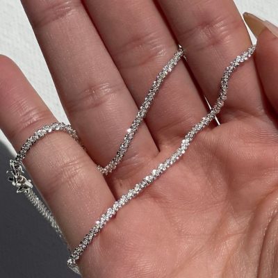 گردنبند استیل خاویاری نقره ای