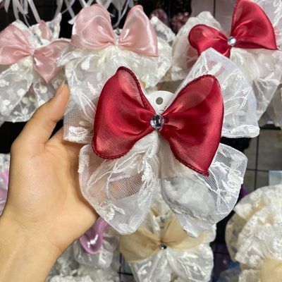 گیره مو پاپیونی حریر زرشکی