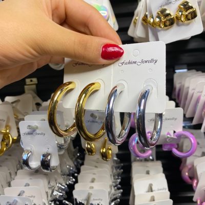 گوشواره حلقه ای طلایی و نقره ای