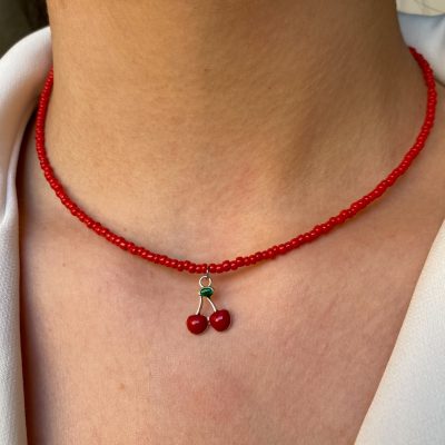 گردنبند منجوقی پلاک گیلاس