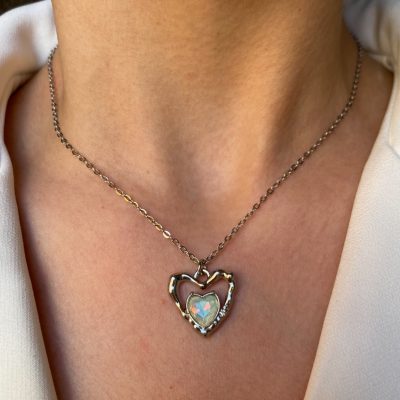 گردنبند قلب و کریستال