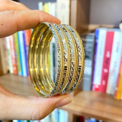 النگو 6-7 میل دو رنگ (طلایی و نقره ای) رنگ ثابت ضمانتی (۵ سال) کد 102